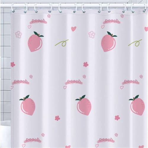 Rideau douche 180x220 pêche rose en tissu polyester imperméable - 2