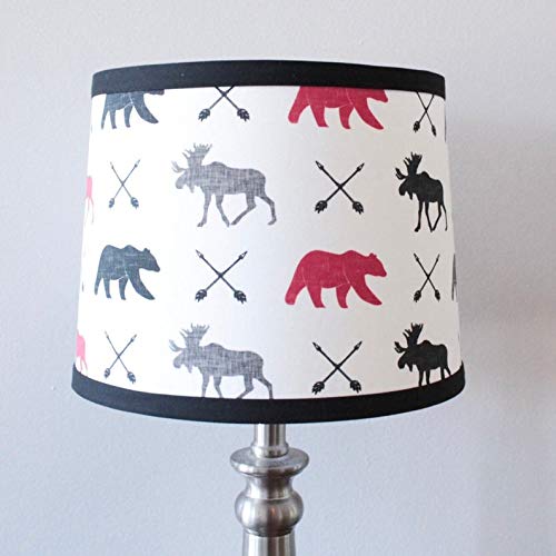 Moose Bear Nursery Lamp Shade with black trim Handmade Products