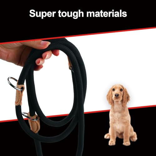 2m Hundeleine mit 2 Karabiner, Nylon Doppelleine, Robuste Trainingsleine Schleppleine, Tragbar Hunde Doppelleine Verstellbar, Übungsleine Dauerhafte für kleine, mittelgroße und große Hunde (rot)
