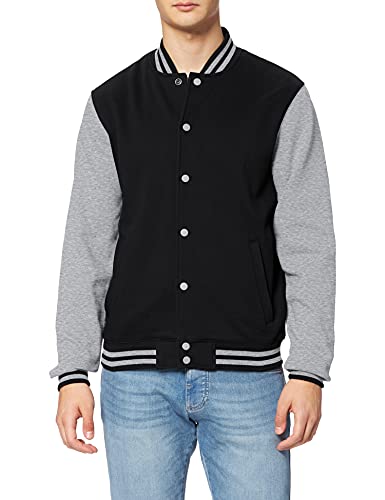 Build Your Brand Homme Sweat College Jacket Blouson Not Applicable, Multicolore (Black/H.Grey 00658), Small