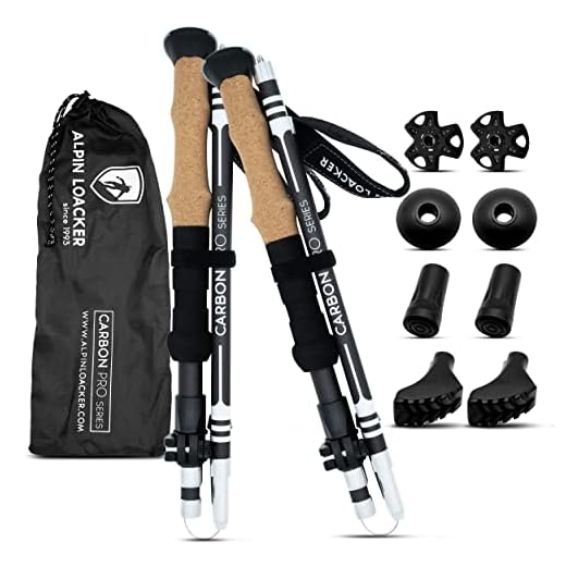 Alpin Loacker Bâtons de randonnée Carbon Pro Series - Bâtons de Trekking Pliables avec poignée en liège pour la randonnée, Le Trail Running et la Marche Nordique,100-120cm