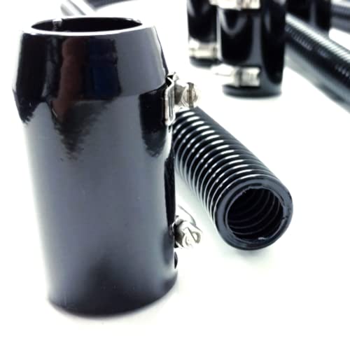 Pirate Mfg 44" Black Stainless Steel Heater Hose Kit W/Black Aluminum End Caps #TOP2