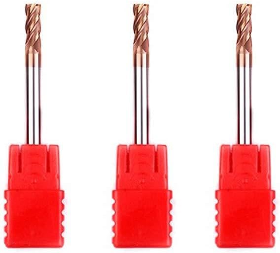 3 pieces - 2.8 mm End Mill, 55 degree 4 Flutes, Shank diameter 4.0mm, Overall length:50mm