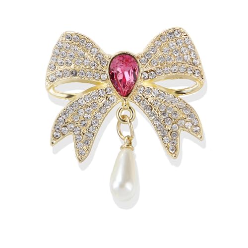 Image of Rhinestone Bow Collar Brooch For Women Dainty Crystal bow Brooch Pin Vintage Blue Sparkling lapel pin Unique Ribbon Bow brooch Badge Clothing Accessory Jewelry Gift
