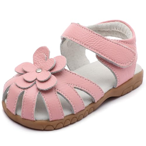 Image of Femizee Toddler Girls Leather Dress Sandals with Adjustable Strap