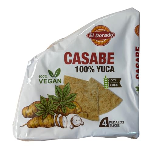 Mándalo Market Casabe Crujiente de Yuca, Pan sin Gluten, Vegano, para Desayuno, Almuerzo y Cena