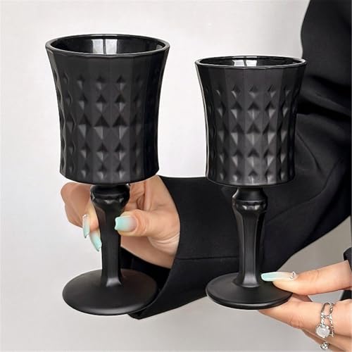 Copa de cristal elegante con relieve negro esmerilado retro 150 ml 7