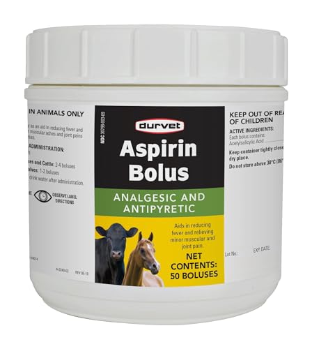 DURVET 054163 Aspirin Bolus Red.50Count