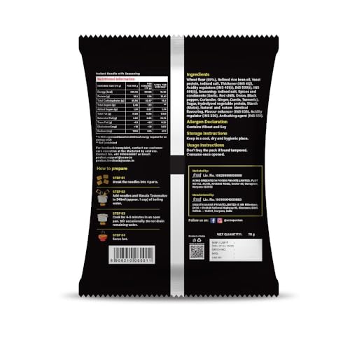 Image of Acme Poshan Nutri+ Korean Chilli Instant Noodles - 70g Pack of 1 | 7g Protein | No Maida, No Palm Oil, No MSG