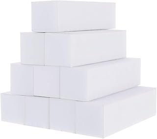 metagio 10 Pcs White Nail Buffer Block, White Buffer Sanding Block Professional Salon Nail Buffer Block, Nail Art Tips Tool Finger Manicure Pedicure Tools for Home and Salon Use (95*25*25MM, White)