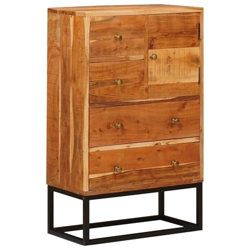 vidaXL Commode avec Porte Naturel 55 x 30 x 90 cm Bois d'Acacia Massif, Rangement Moderne pour Le Salon, Commode rectangulaire en Acacia, Solution...