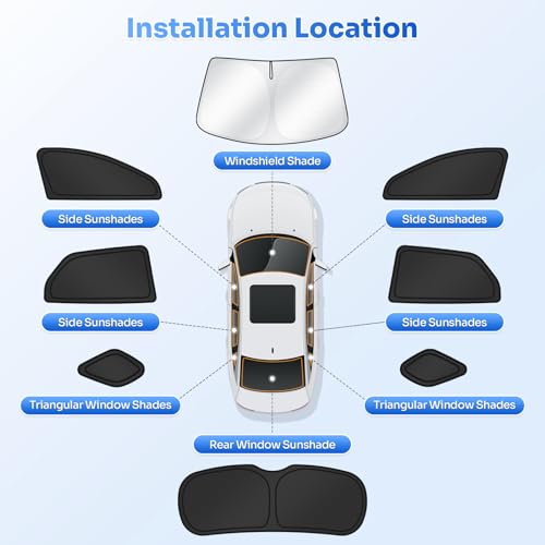 Image of Canvcle Sunshades for 2024-2025 2026 Honda Prologue Accessories Windshield Sun Shade Side Rear Window Shade Cover Sun Visor Shield Privacy Protection for Camping Keep Vehicle Cool Black 8PCS