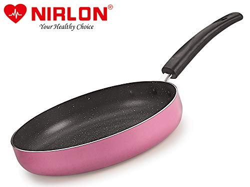 Image of Nirlon Orchid Granite 7-Piece Aluminium Non Stick Dishwasher Safe Cookware Gift Set with Glass Lid & 3 Spoon, Pink (Compatible with All Gas & stovetops Only)