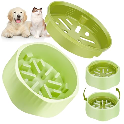 Zivacate Ciotola Anti Ingozzamento 2-in-1 – Passa dalla modalità standard a quella rallenta pappa | Design rialzato nascosto per rallentare la mangiata e prevenire il gonfiore per cani e gatti (Verde)
