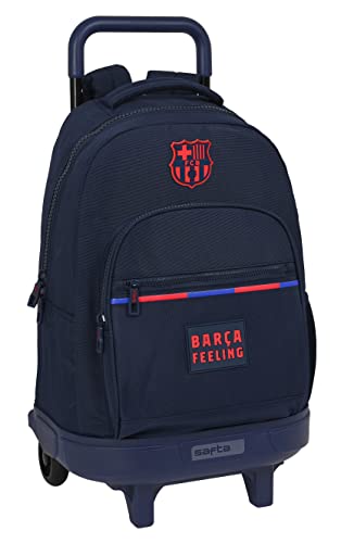 Safta F.C. BARCELONA Corporativa - Mochila Grande con Ruedas, Compacta, Extraíble, Ideal para Niños de Diferentes Edades, Cómoda y Versátil, Calidad y Resistencia, 33x22x45 cm, Color Azul marino