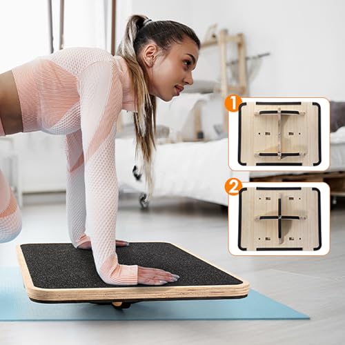 Image of Adult Professional Wooden Balance Board - 350 lbs Non-Slip Balance Board Design, Suitable for Physical Therapy and Under-Desk Use, 2 Simple Setup Methods, Durable and Stable Wooden Board