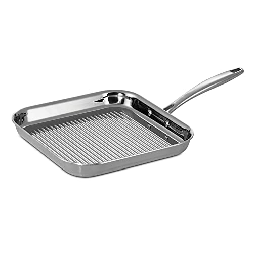Comparison: Best Stainless Steel Griddle 4 Tramontina Signature Tri-Ply Clad Stainless Steel 11-Inch Square Grill Pan, Induction-Ready, Dishwasher-Safe, NSF-Certified, Made in Brazil
