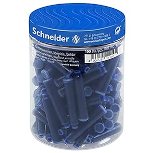 Schneider Inkt-/standaardpatronen (voor vulling, uitwisbaar) 100 stuks koningsblauw Single 100er Dose | 1 Stuk blauw