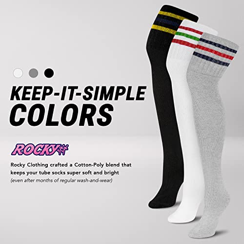 Women's Knee High Tube Socks (3 Pack) Size 9-10-13-18, White, Black, Gray3