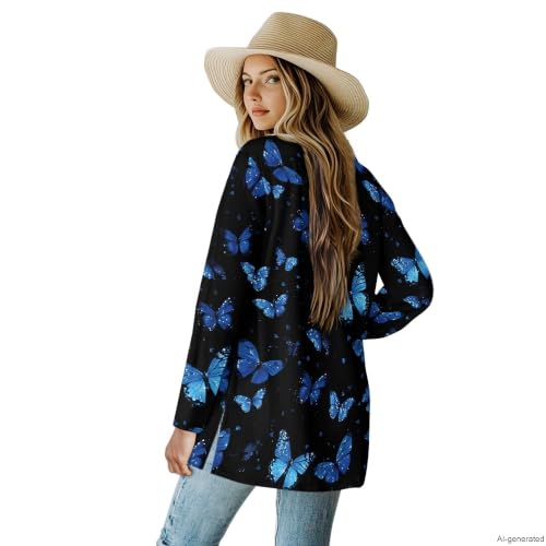 Image of Cardigan Sweaters for Women Long Sleeve Cardigan Soft Drape Open Front Fall Dusters V-Neck Jackets Dressy Loose Coat