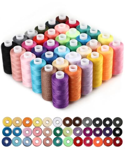 Set Cucito 72 Pezzi con 36 Colori – Set di Fili e Accessori in Poliestere 100% (400 Yard per Bobina) per costura, hilos de coser para maquina, hilo coser