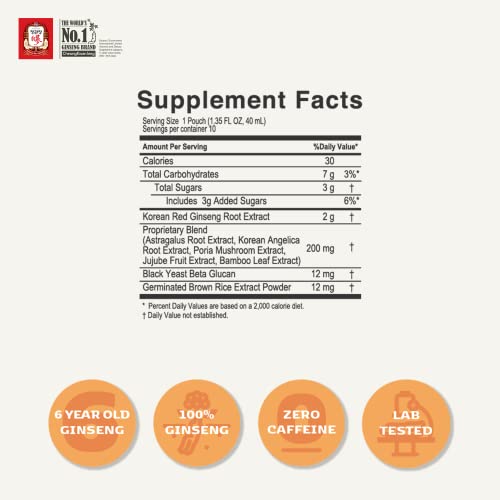 Cheongkwanjang [I-Pass Junior Dietary Supplement- Korean Red Panax Ginseng Extract - Support Immune System, Memory Improvement And Concentration, Productivity, Energy Recovery - (40Ml X 30 Pouches) #TOP4
