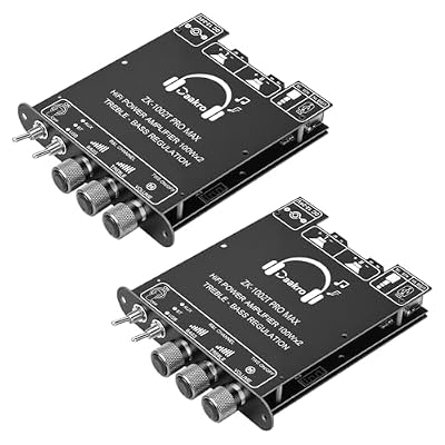 Daakro 2PCS ZK-1002T Pro Max 2.0 Channel Bluetooth 5.3 Amplifier Board 100W+100W HiFi Audio AMP with Treble and Bass, TWS/BT/USB/AUX Inputs, DC 12-24V 2.0 Channel Stereo AMP Module for DIY Speakers