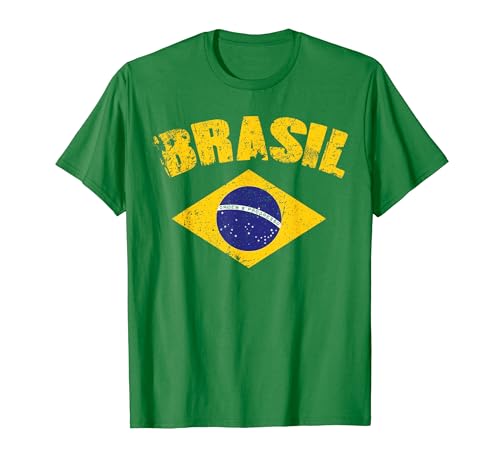 Bandera nacional brasileña vintage patriótica fútbol Brasil Camiseta