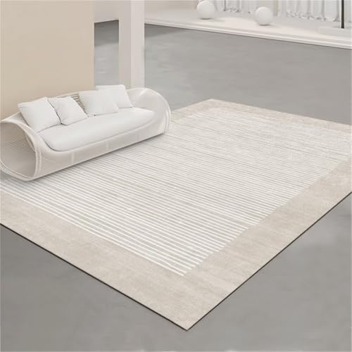 Tapis antidérapant lavable en machine 200x250cm grand tapis de salon gris à rayures