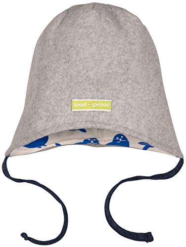 loud + proud Baby-Unisex Wendemütze Fleece Aus Bio Baumwolle, GOTS Zertifiziert Mütze, Grau (Grey Gr), 47/49 (Herstellergröße: 98/104)