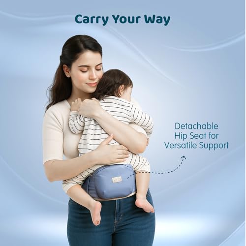 Image of 1st Step 5 in 1 Hip Seat Baby Carrier with 5 Carry Positions, Detachable Hip seat, Padded Waist Belt for 4 to 36 Months Baby, Adjustable New-Born to Toddler Carrier, Max Weight Up to 16 Kgs (Blue 2)