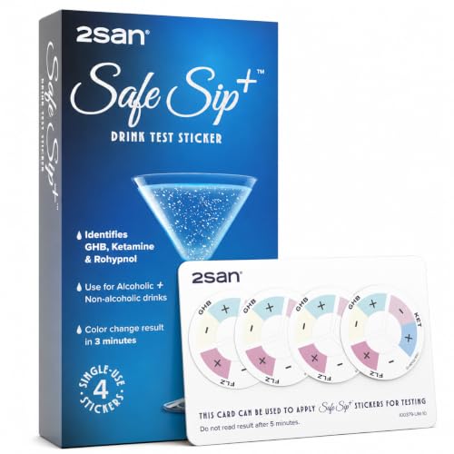 2San SafeSip+ Drink Spike Test Stickers for GHB Ketamine & Rohypnol