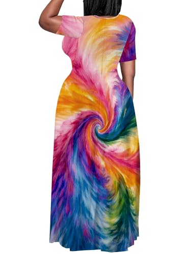 Image of Plus Size Maxi Dresses for Curvy Women T-Shirt Summer Sun Dresses Loose Fit