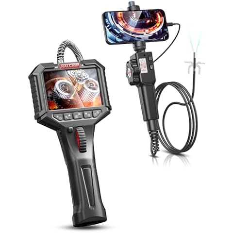 Ralcam 2 Way Endoscope Camera with Light for Phone 10FT Semi-Rigid Cable + Articulating Borescope with Screen Cover
