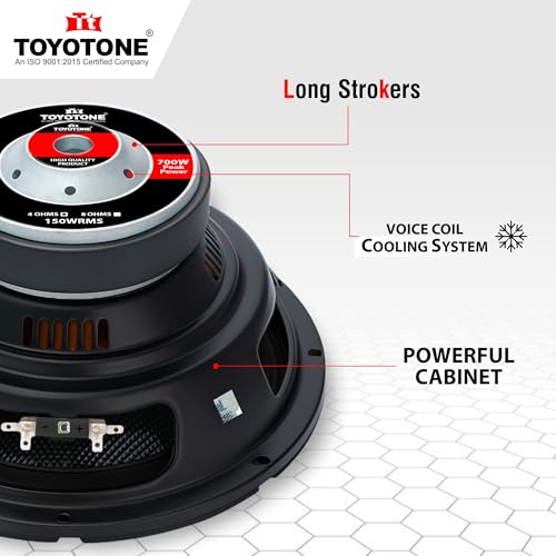 Image of TOYOTONE 10 inch Subwoofer Infinity Series 150W RMS /700W Peak Power / 1.5-Inch Copper Coil / 120mm Single Magnet Ideal for Upgrading Car Bass Tubes, Home Subwoofer Systems, and DIY Audio Projects (Black)