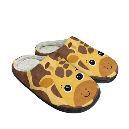 Women's Winter Home Slippers with Cute Cartoon Giraffe Design, Comfortable Indoor or Outdoor Kitchen Bedroom Shoes2