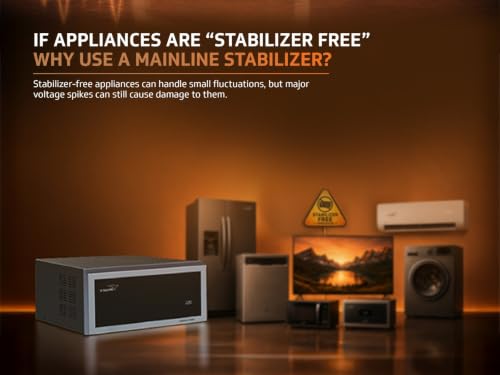 Image of V-Guard Duralis 1000 Mainline Stabilizer for Home | Digital Display | Thermal Overload Protection | Wide Input Voltage Range (Working Range 90 VAC-300 VAC) | 1 Year Warranty by V-Guard | Black