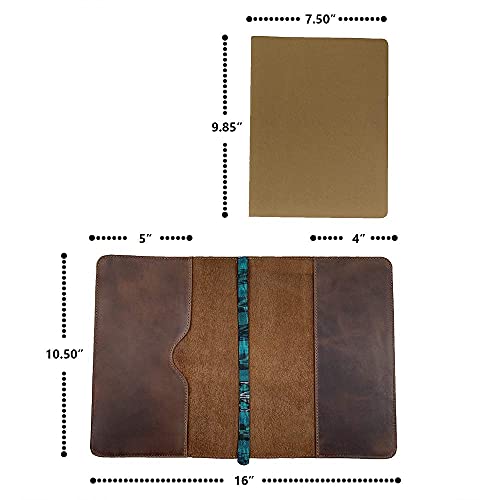 Hide & Drink, Rustic Leather Refillable Journal Cover Compatible With Moleskine Cahier Xl (7.5 X 9.75 In) W/Tipico Strap, Office & Work Essentials, Handmade (Bourbon Brown) #TOP4