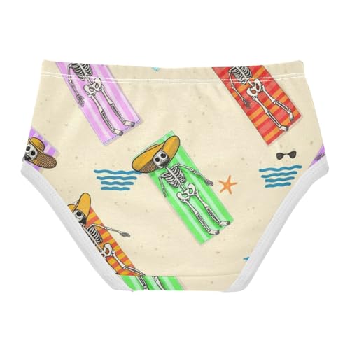 Girls Underwear Toddler 2t Cotton Girl Panties Cute Stylish Briefs Undies Kids Whimsical Skeletons Beach Sun2