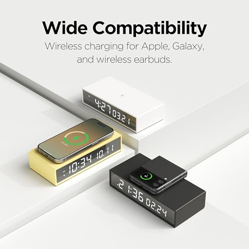 15W Slim Edge Mirror Wireless Charging Clock