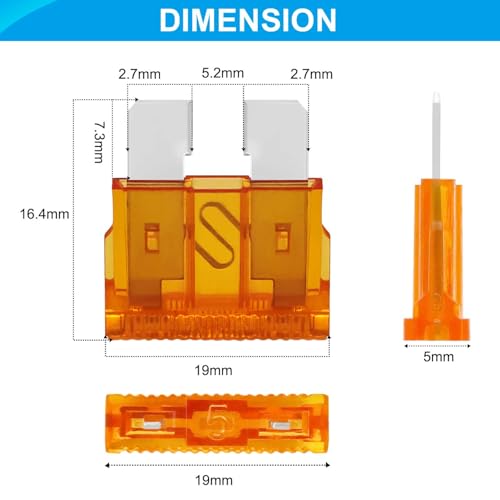 Image of Nilight 10 pcs Regular Standard Blade Fuse Assortment Kit | 5A 5AMP APR ATO ATC Fuses Circuit Protection Replacement for Trucks RV Boats Automotive Cars