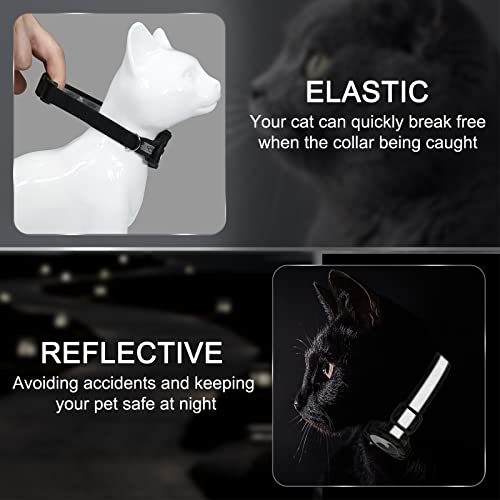 Reflective Airtag Cat Collar, Feeyar Integrated Gps Cat Collar With Apple Air Tag Holder And Bell, Safety Elastic Band Tracker Cat Collars For Girl Boy Cats, Kittens And Puppies [Black] #TOP1