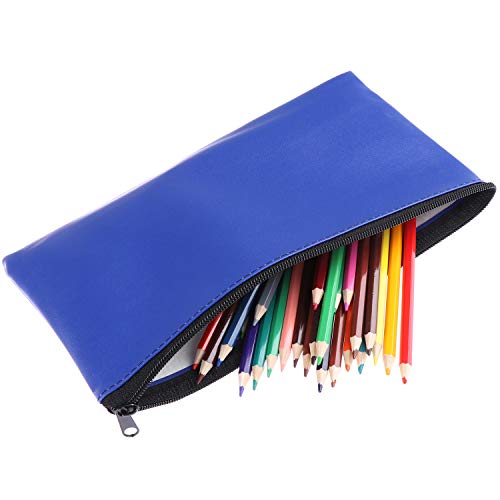 Xgood 8 Pieces Bank Deposit Money Bag Leatherette Securit Vinyl Blue Zipper Pouches Wallet Utility Zipper Coin Bags for Cash Money,11x6in