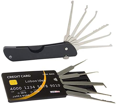 Lockpick Amazon Loboo Idea Juego de selección de cerradura plegable multiherramienta de ...