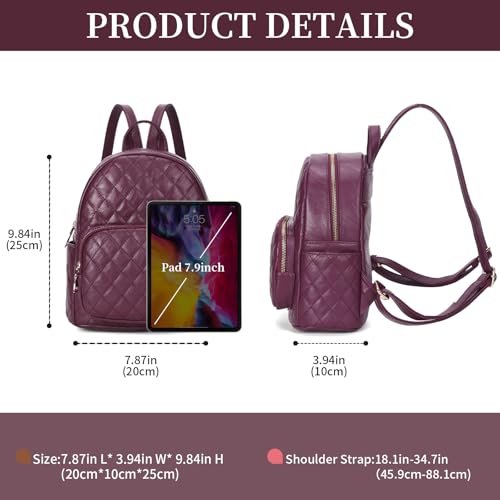 Image of Quilted Small Backpack for Women PU Leather Casual Handbag Daypack Purse | Stylish Quilted Design, water-resistant premium PU leather, matches all daily outfits, lightweight for everyday carry