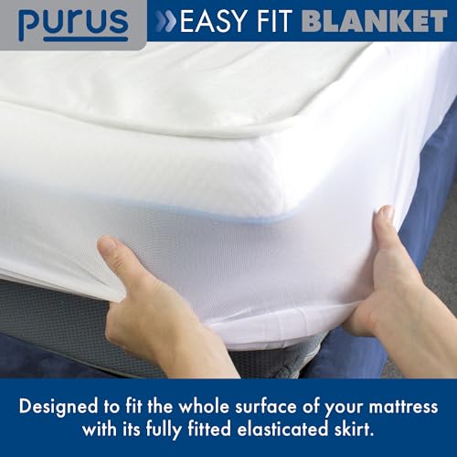 Purus Superking Electric Blanket 203 x 182cm, Soft Polyester Electric Blanket Fitted Underblanket Mattress Cover, 3x Heat Settings, 2x Controllers and Machine Washable Heated Blanket - 3