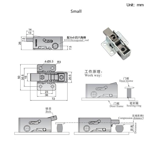 Serrure de porte à compression haut de gamme pour armoire de précision
