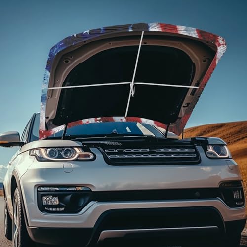 Image of Bald Eagle USA Flag Design Hood Cover for Car Sedan SUV Truck, 59x39 Inch Waterproof Sun Proof Car Hood Wrap Blankets, Universal Automotive Decorative Accessories