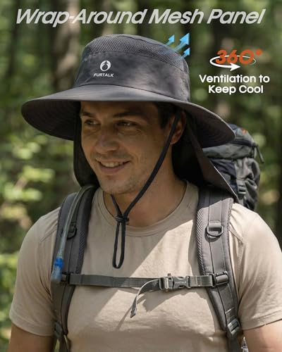 Image of FURTALK Sun Hats for Men Women Fishing Hat with Neck Flap UPF Protection