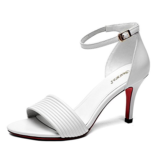 Sandales à talon haut fin en cuir avec boucle cheville pour femme taille 34
